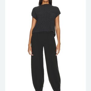 Women’s Free People Beach Freya Short Sleeve Cropped Knit Sweater Black Size S